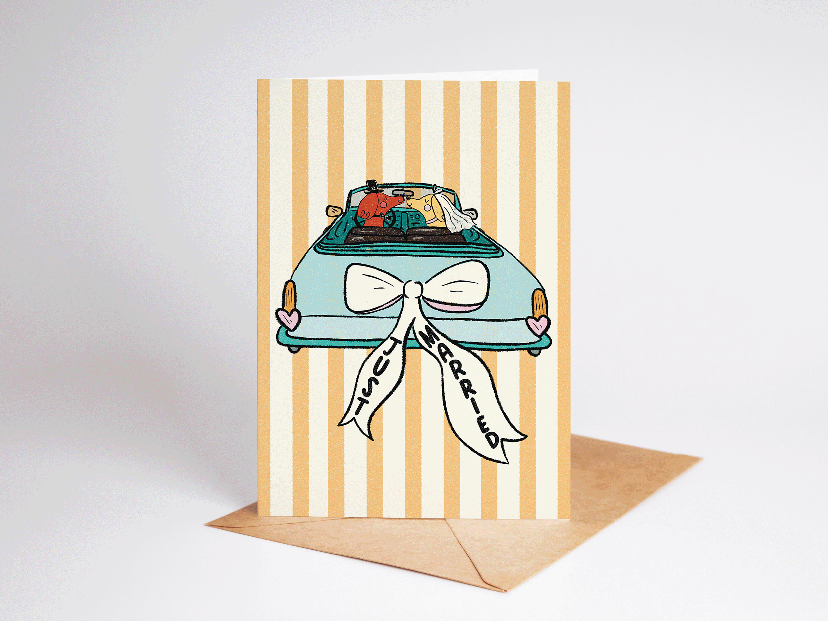 Just Married Dogs in Love Wedding Greeting Card - Proper