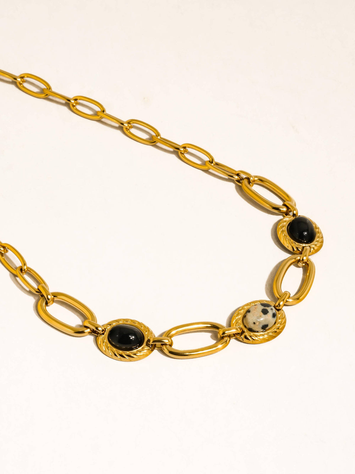 Valence 18K Gold Non-Tarnish Natural Stone Chain Necklace - Proper