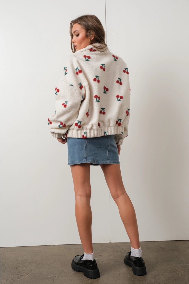 Cherry Print Teddy Jacket - Proper