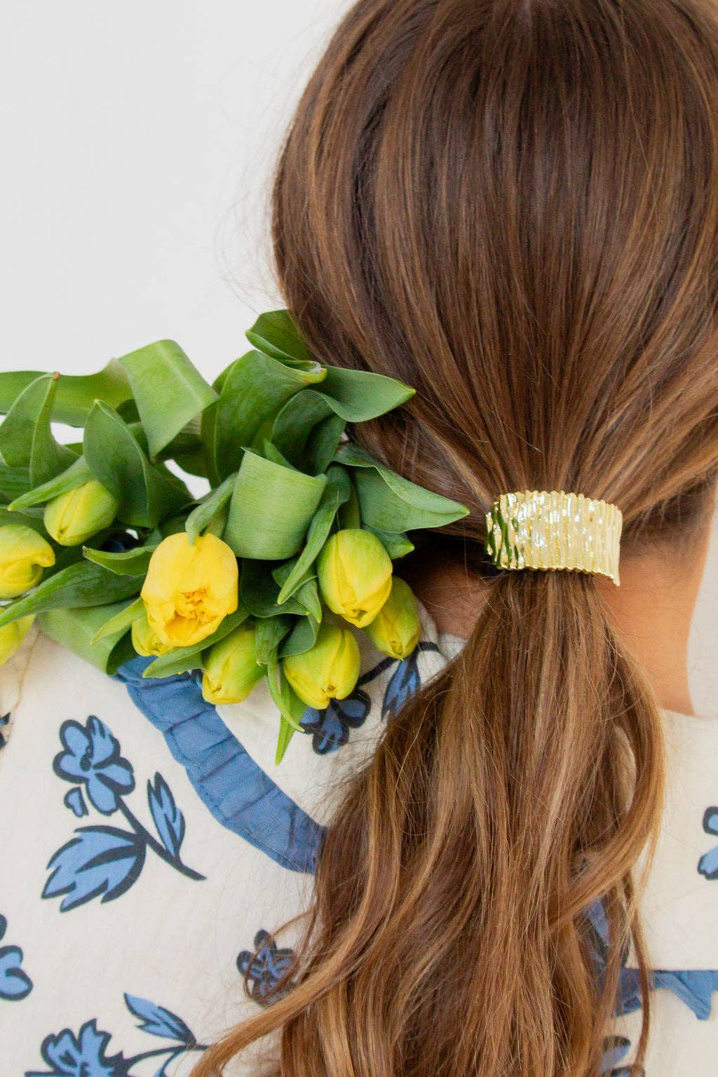 Gold Ruffled Bar Ponytail Cuff - Proper