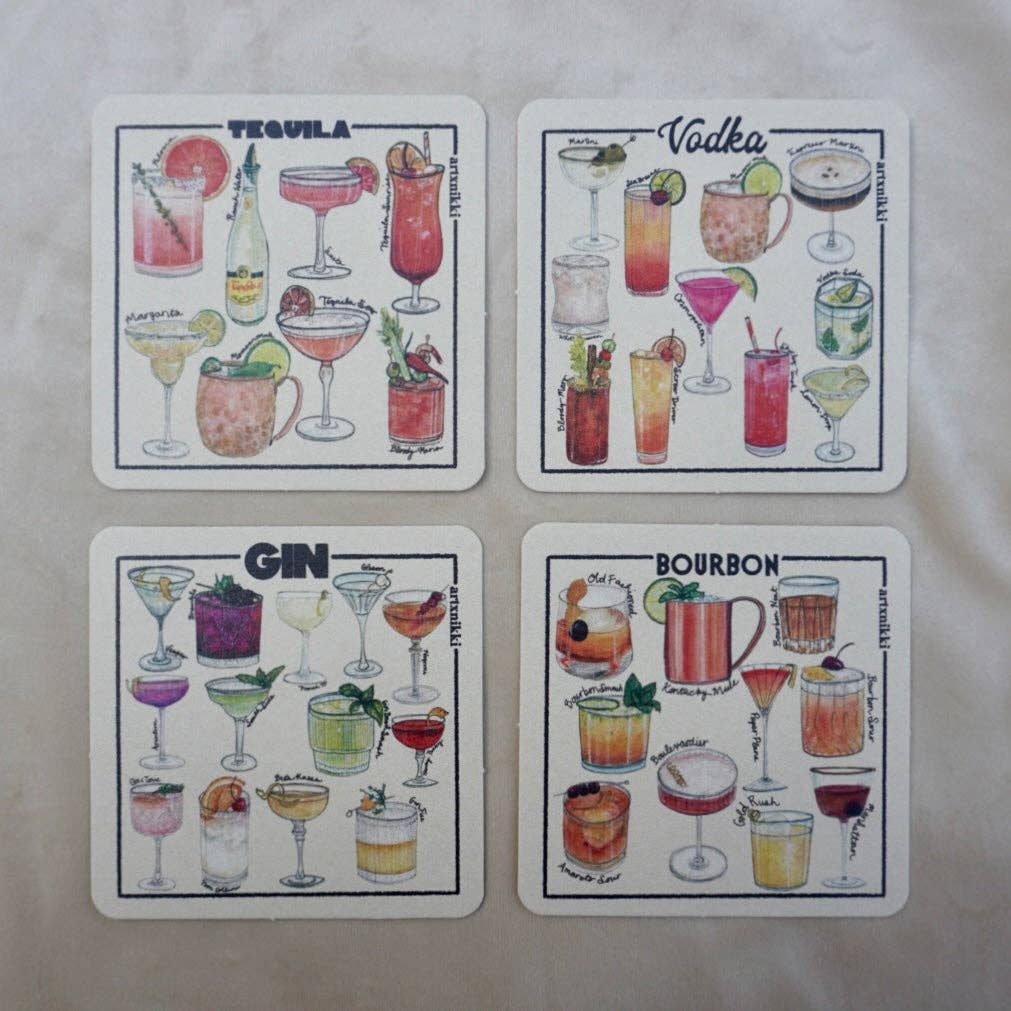 Classic Cocktail Variety Coaster Set of 4  ( - Proper