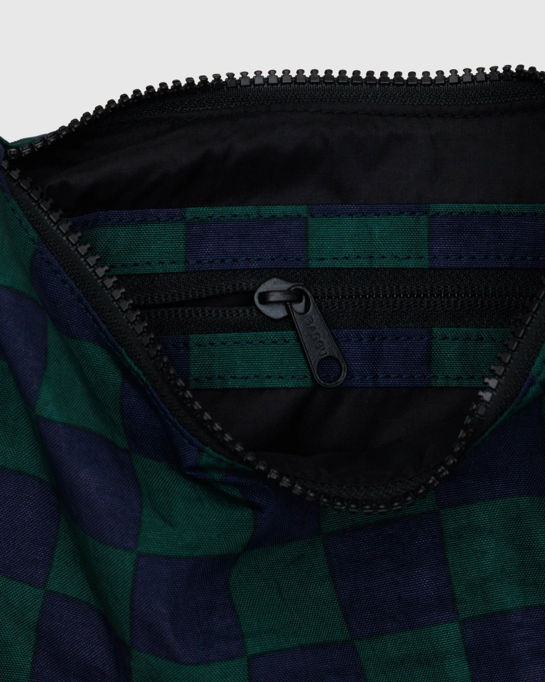Baggu Small Nylon Crescent Bag - Navy Green Check - Proper