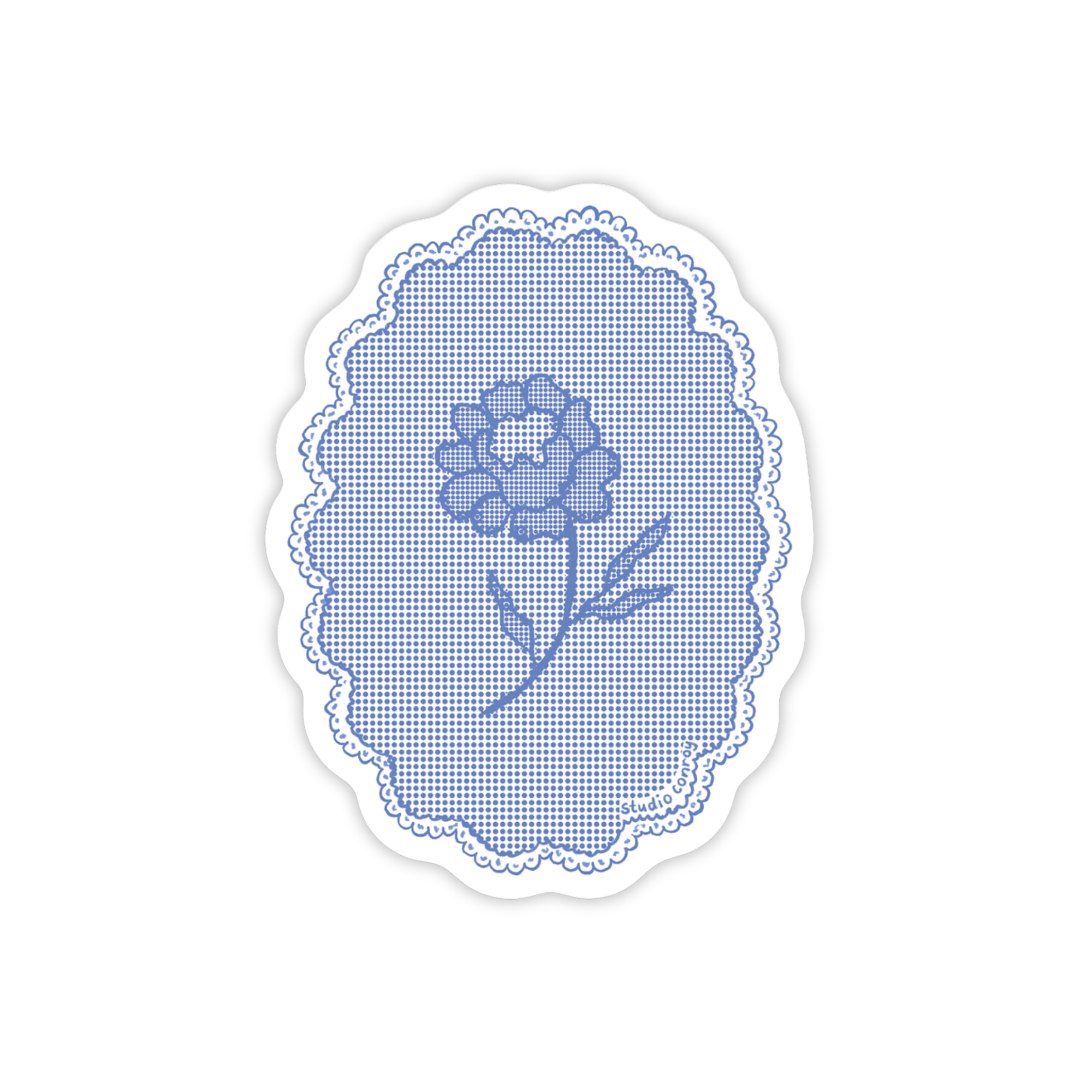 Blue Lace Flower Die-Cut Sticker