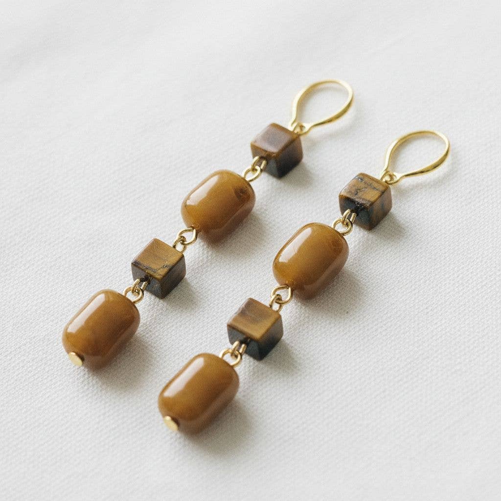 Tiger Eye Drop Earrings