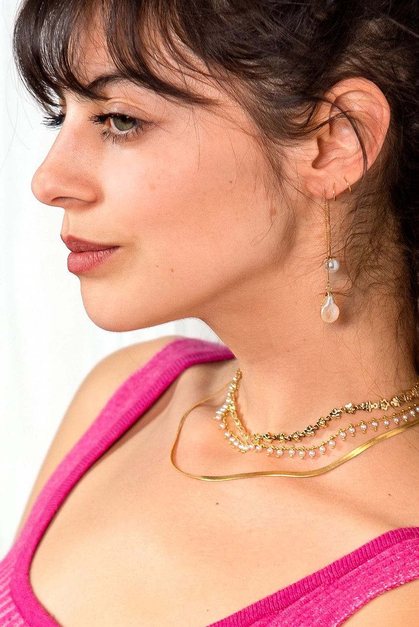 Dripping in Pearls Thread Earrings - Proper