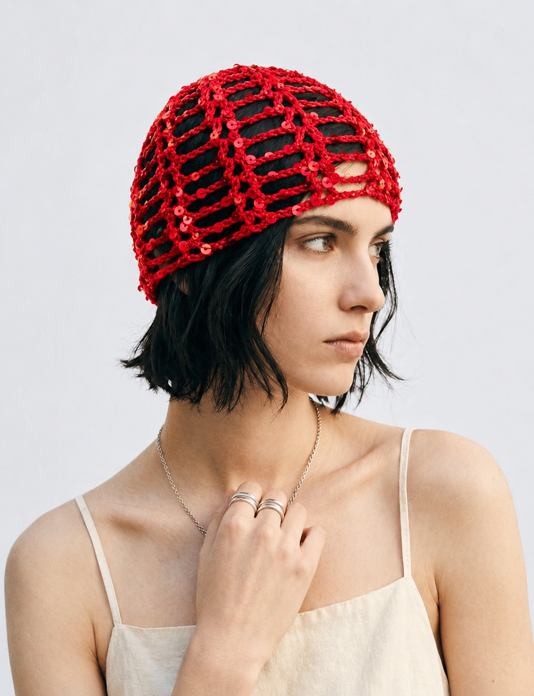Lilja Glitter Sequin Crochet Beanie - Proper