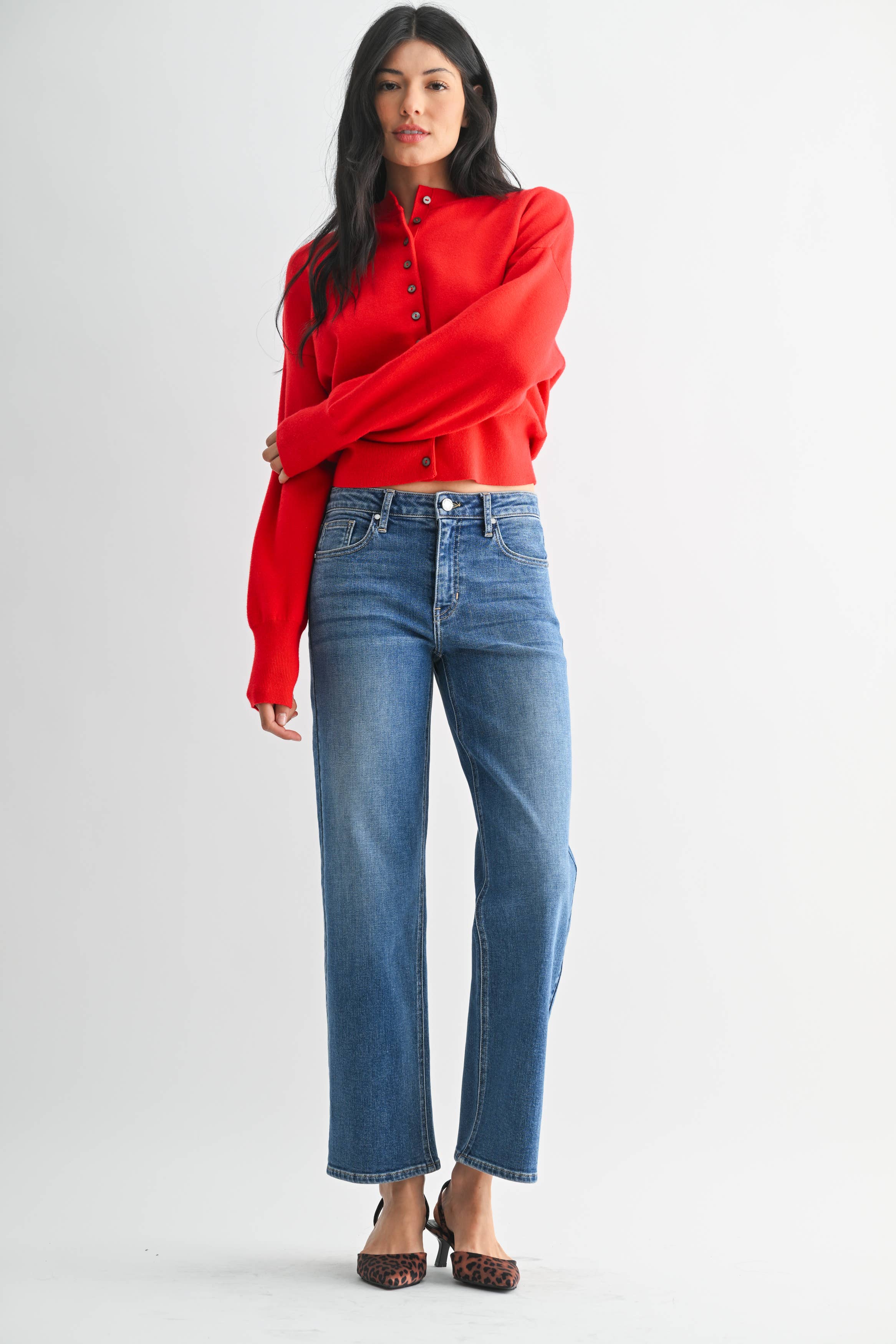 Mid Rise Slim Wide Leg Jeans - Proper