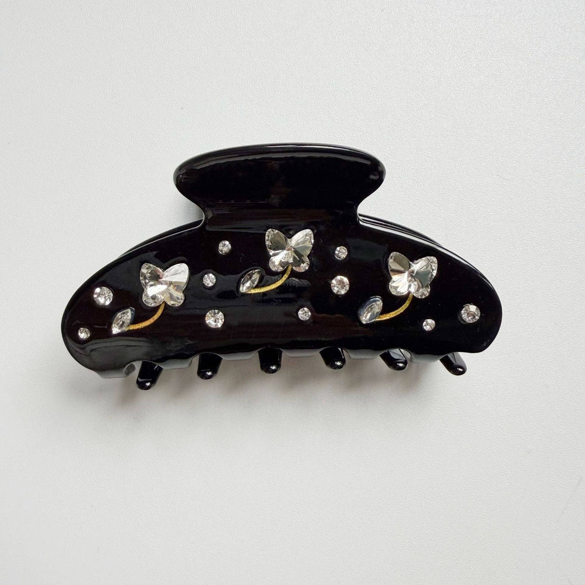 Rhinestone Flower Acetate Hair Claw Clip