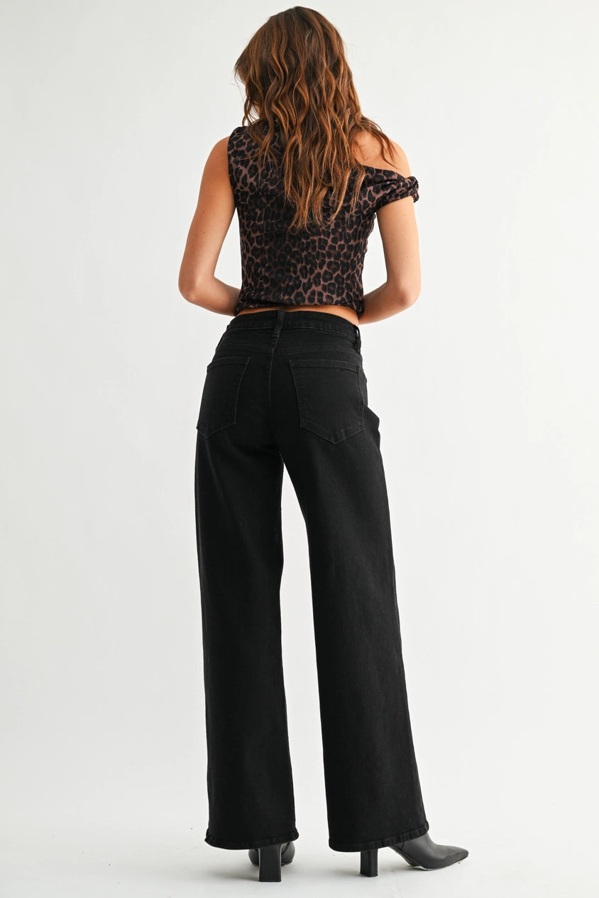 Black Full Length Straight Jeans