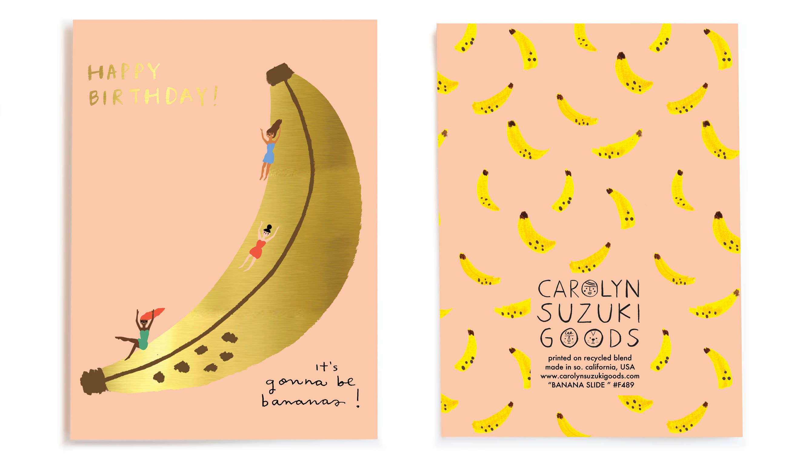Banana Slide - Birthday Card - Proper