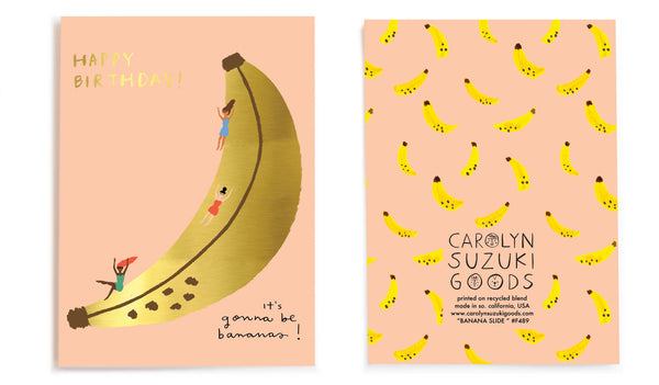 Banana Slide - Birthday Card - Proper