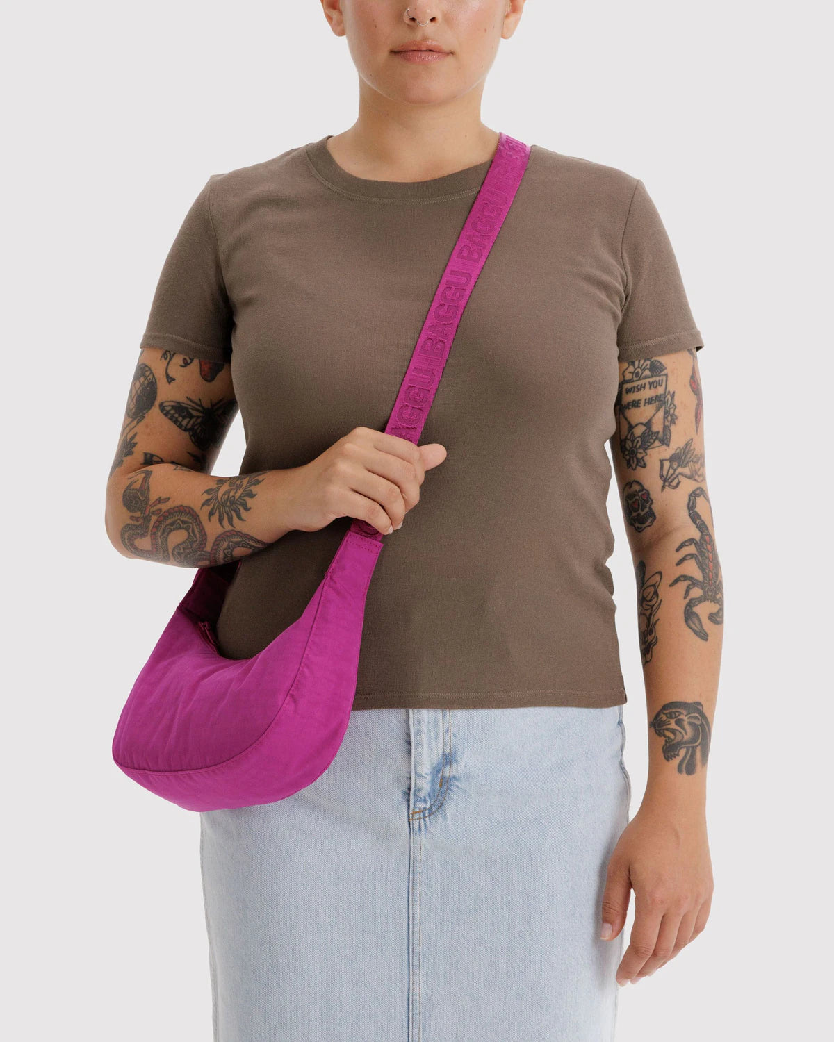 Baggu Small Nylon Crescent Bag - Deep Fuchsia - Proper