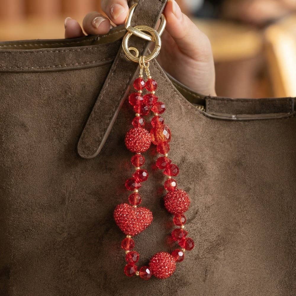 Pave Crystal Hearts Bag Charm - Proper