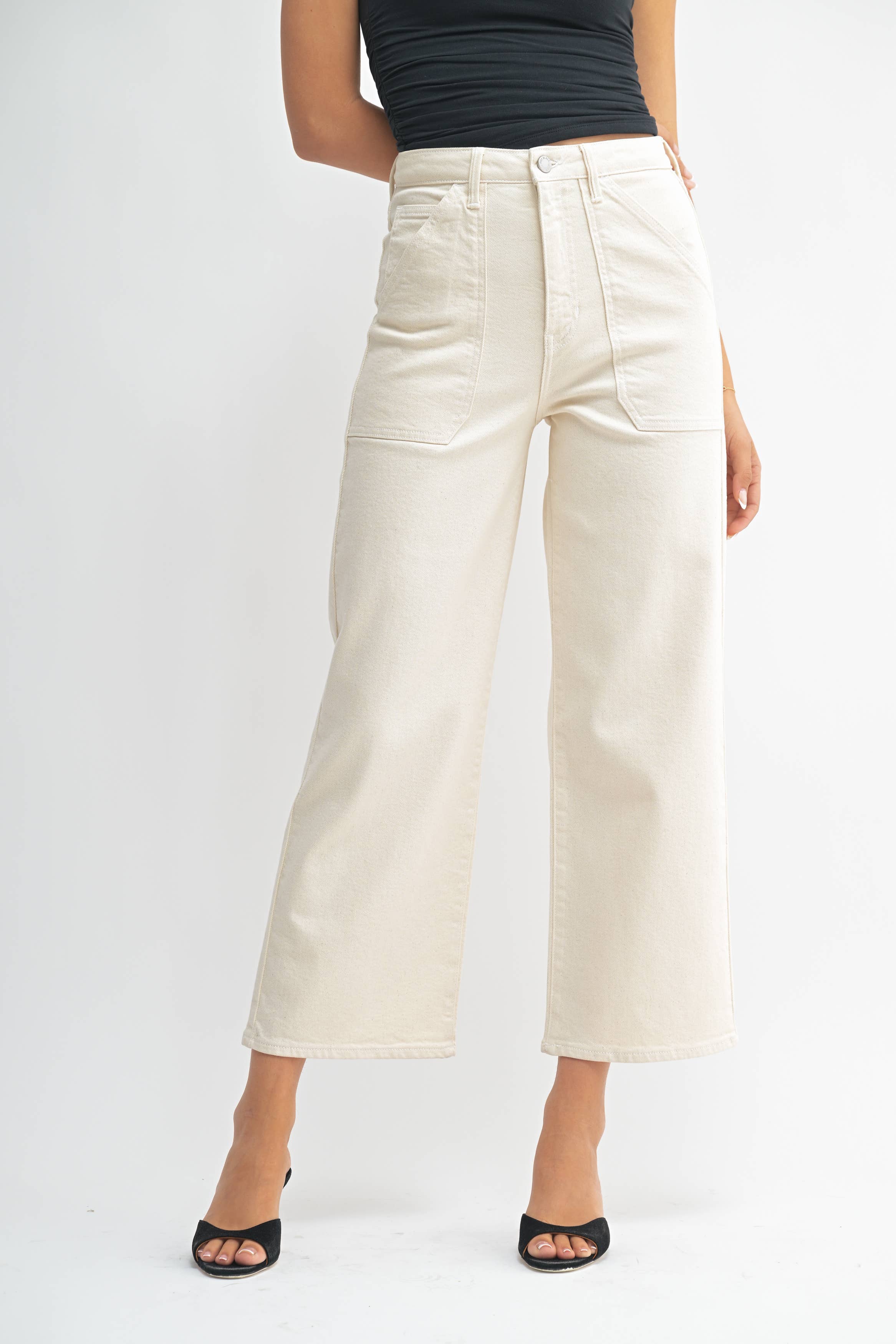 Almond High Rise Pocket Wide Leg