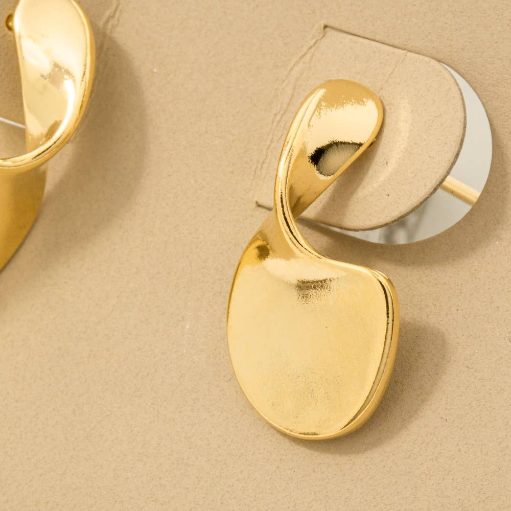 Gold Dipped Twisted Flat Oval Hoop Earrings - Proper
