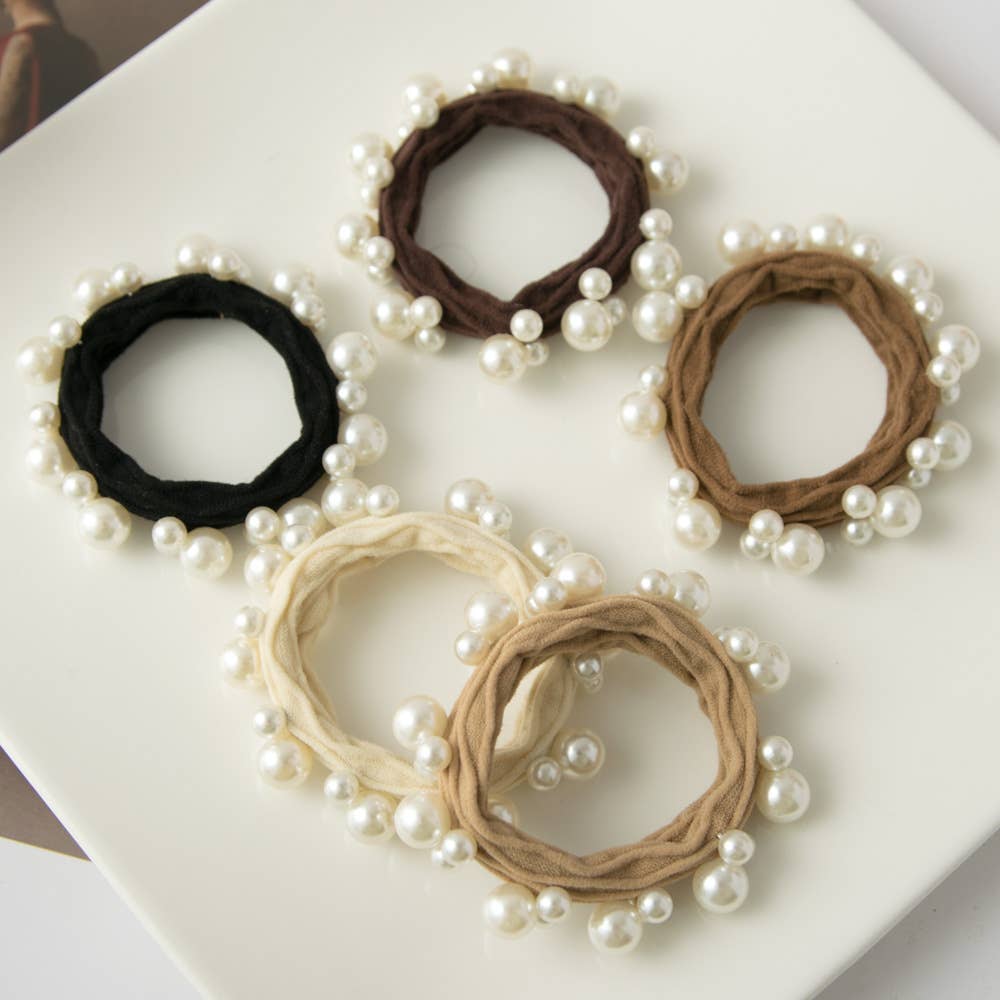 Textured Seamless Pearl Hair Tie Set - Proper
