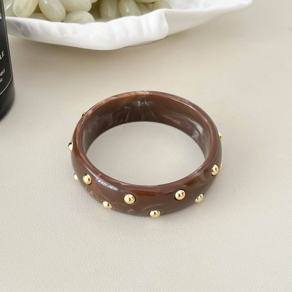 Rivet Wide Bangle Bracelet