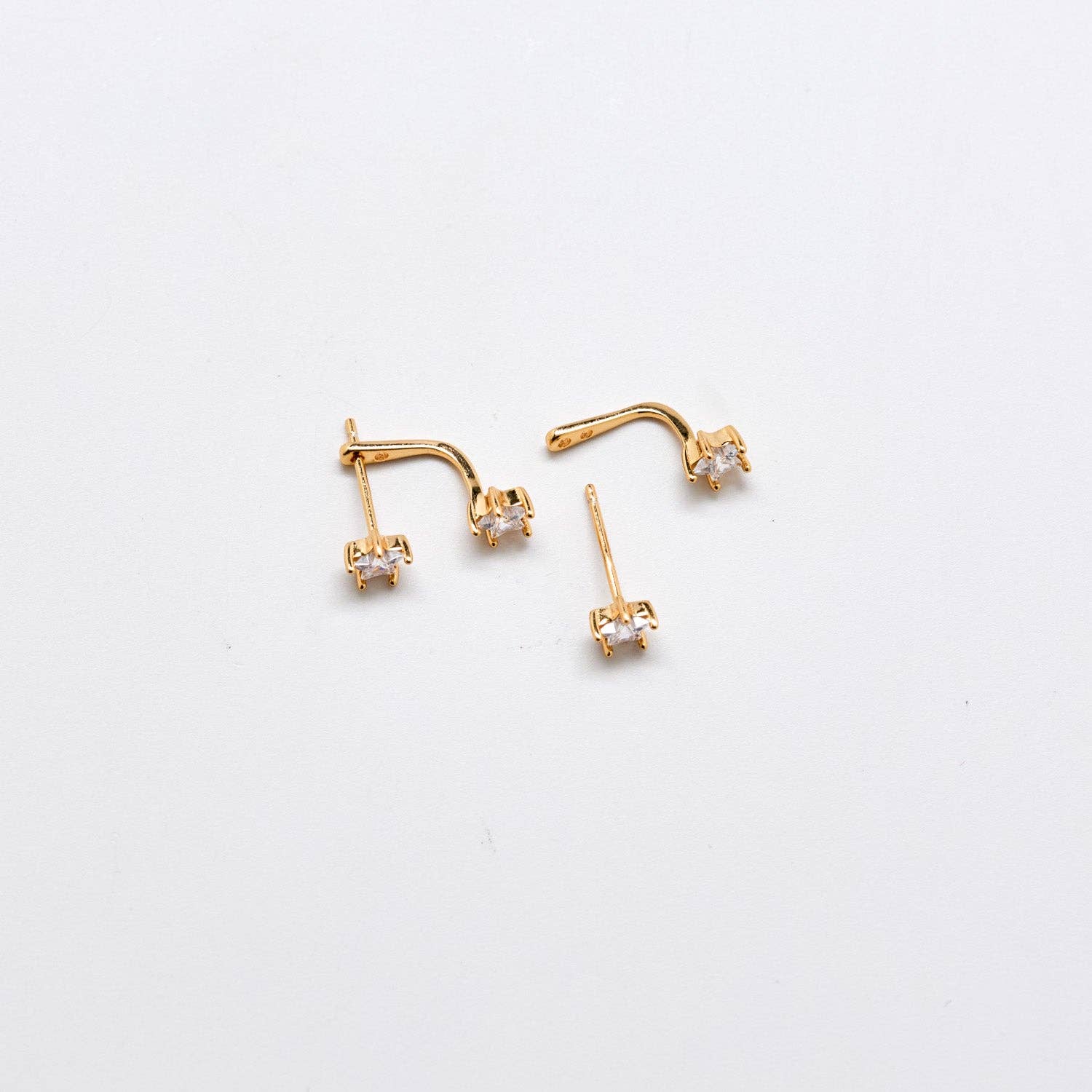 Double CZ Star Ear Jacket Earrings - Proper