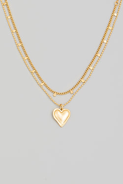 Layered Chain Heart Pendant Necklace - Proper