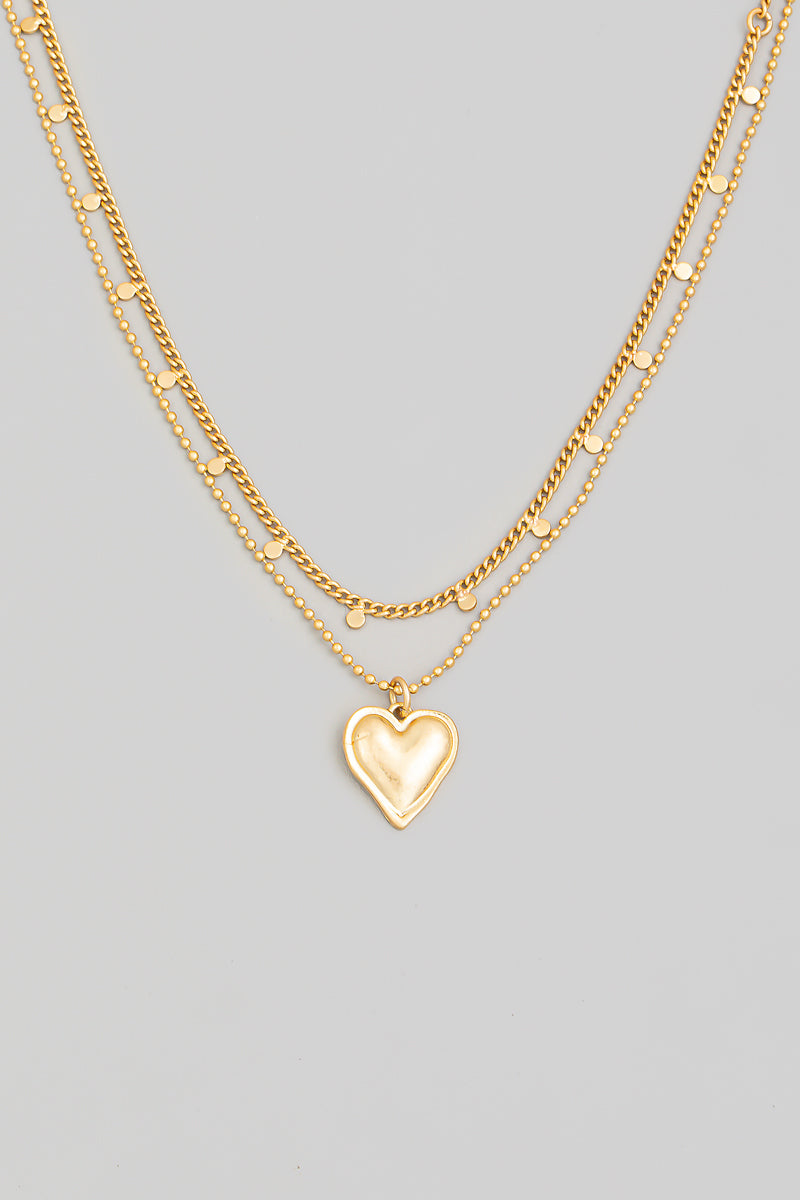 Layered Chain Heart Pendant Necklace - Proper