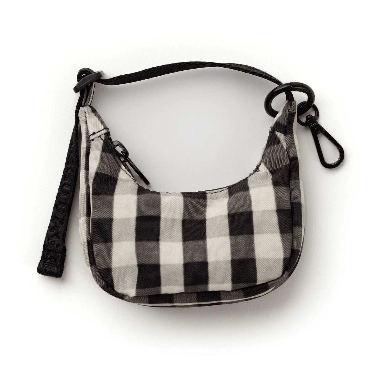 Baggu Crescent Bag Charm - Black And Cream Gingham