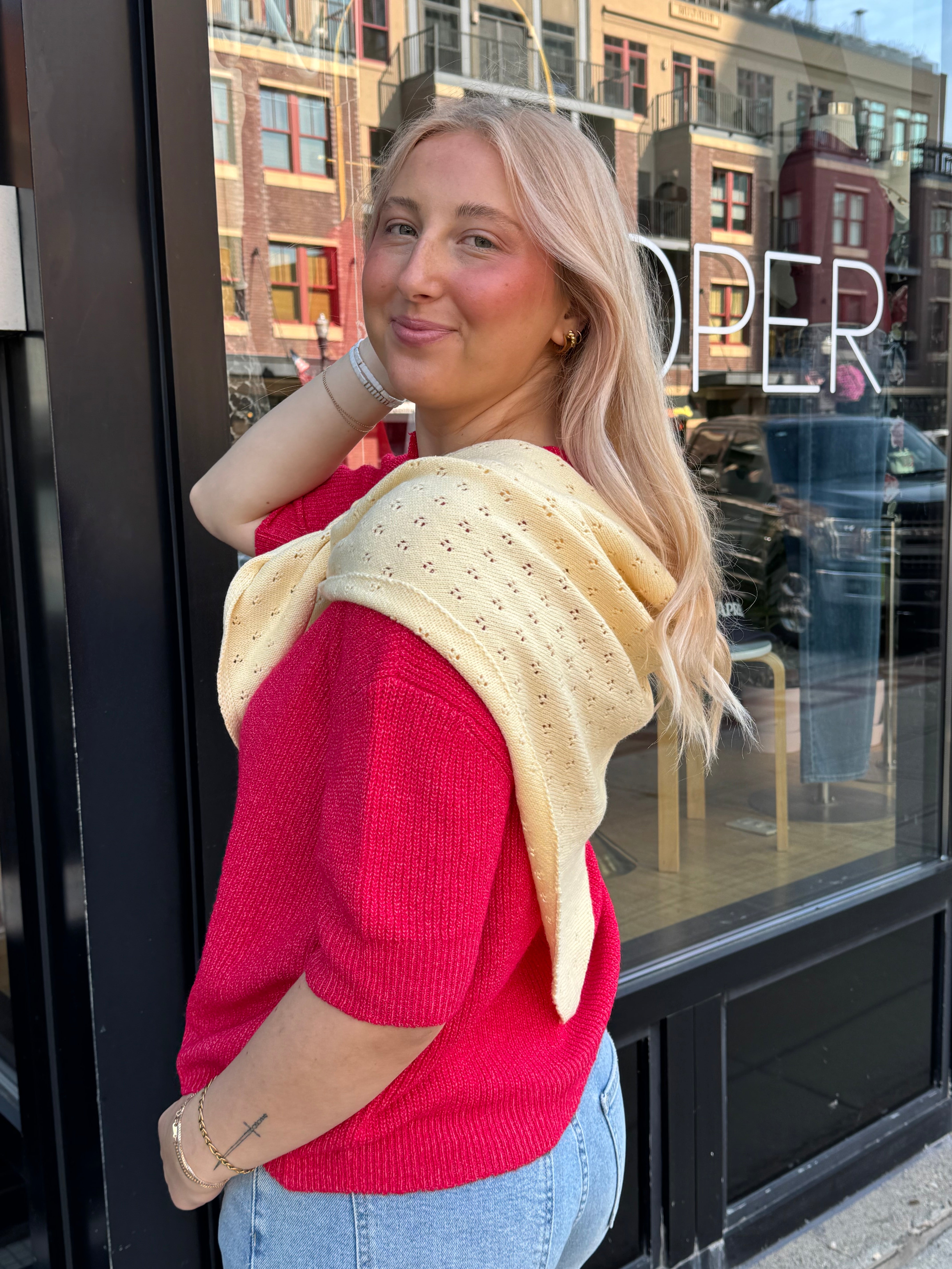 Pointelle Triangle Scarf - Proper