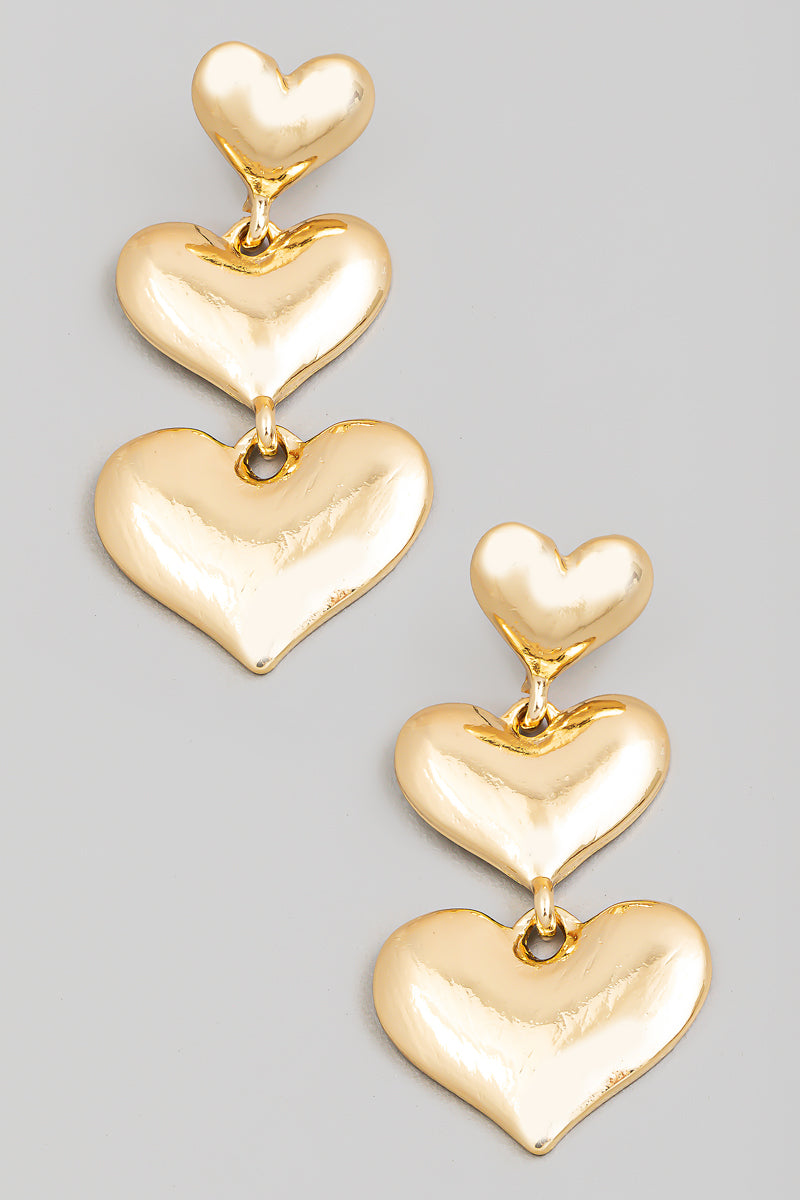 Metallic Heart Chain Earrings - Proper
