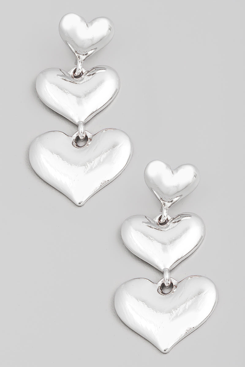 Metallic Heart Chain Earrings - Proper