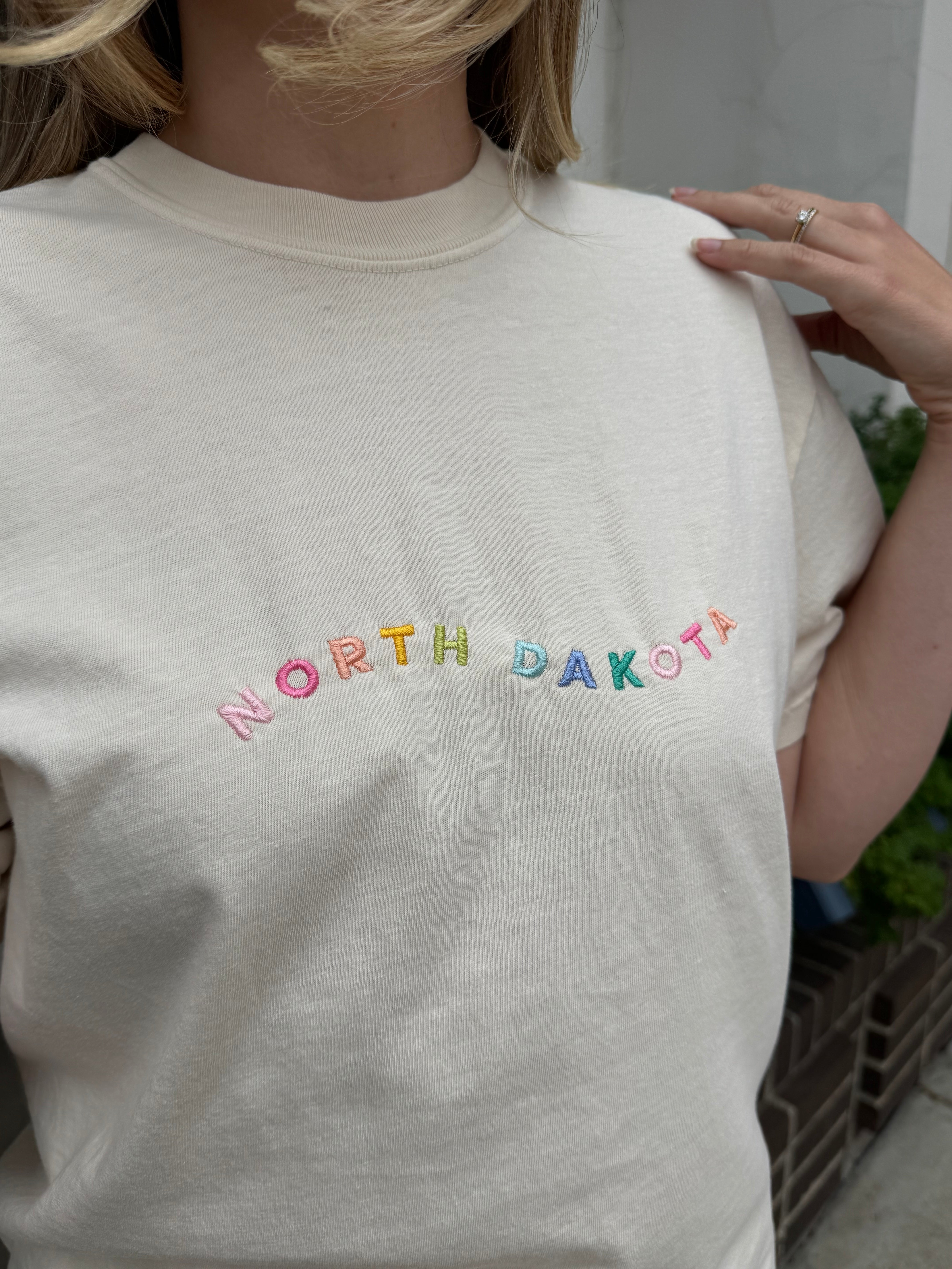North Dakota Embroidered Tee