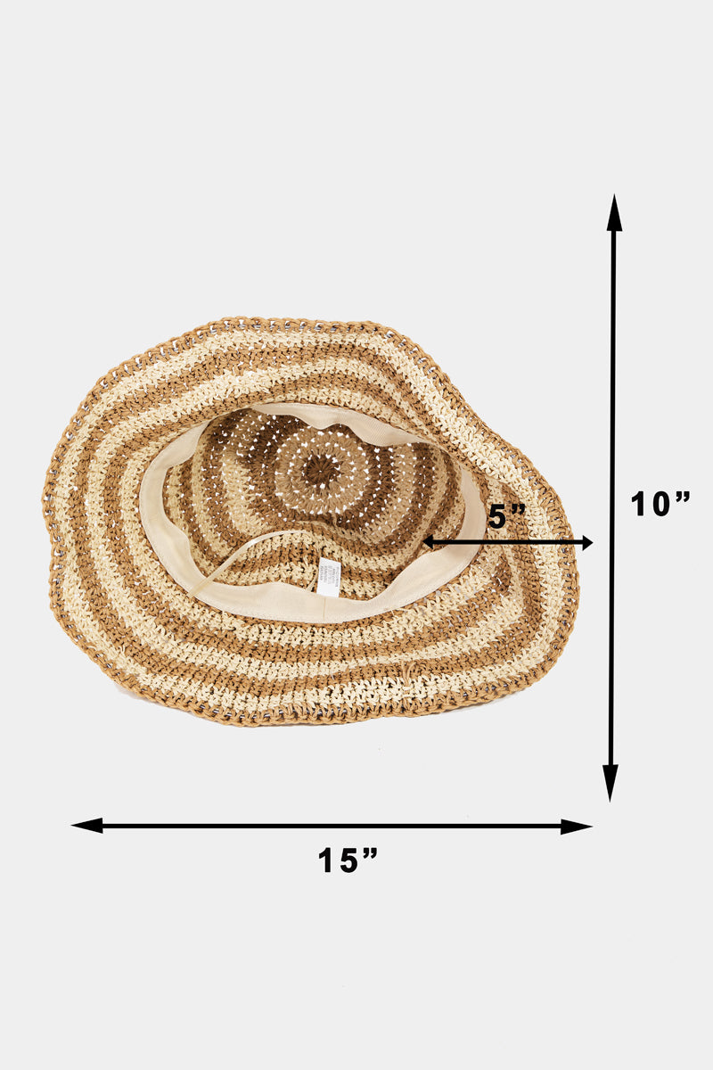 Striped Straw Braided Bucket Hat - Proper