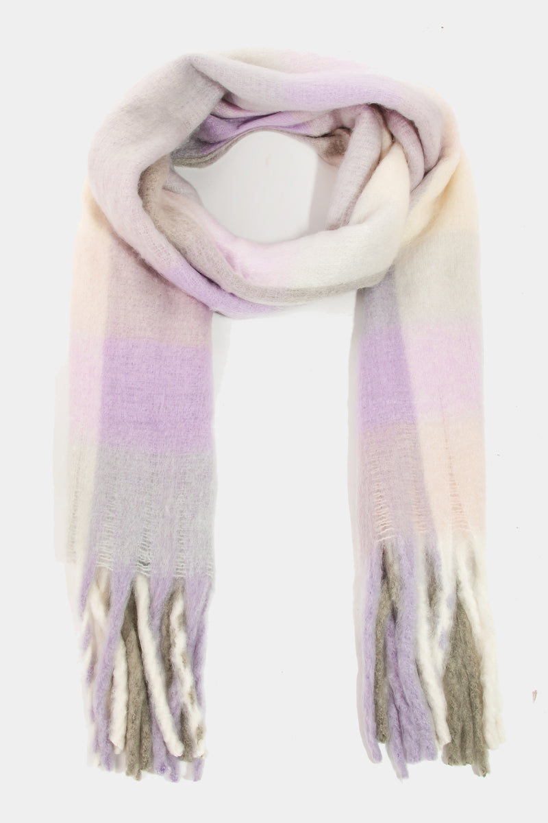 Plaid Fuzzy Fringe Scarf - Proper