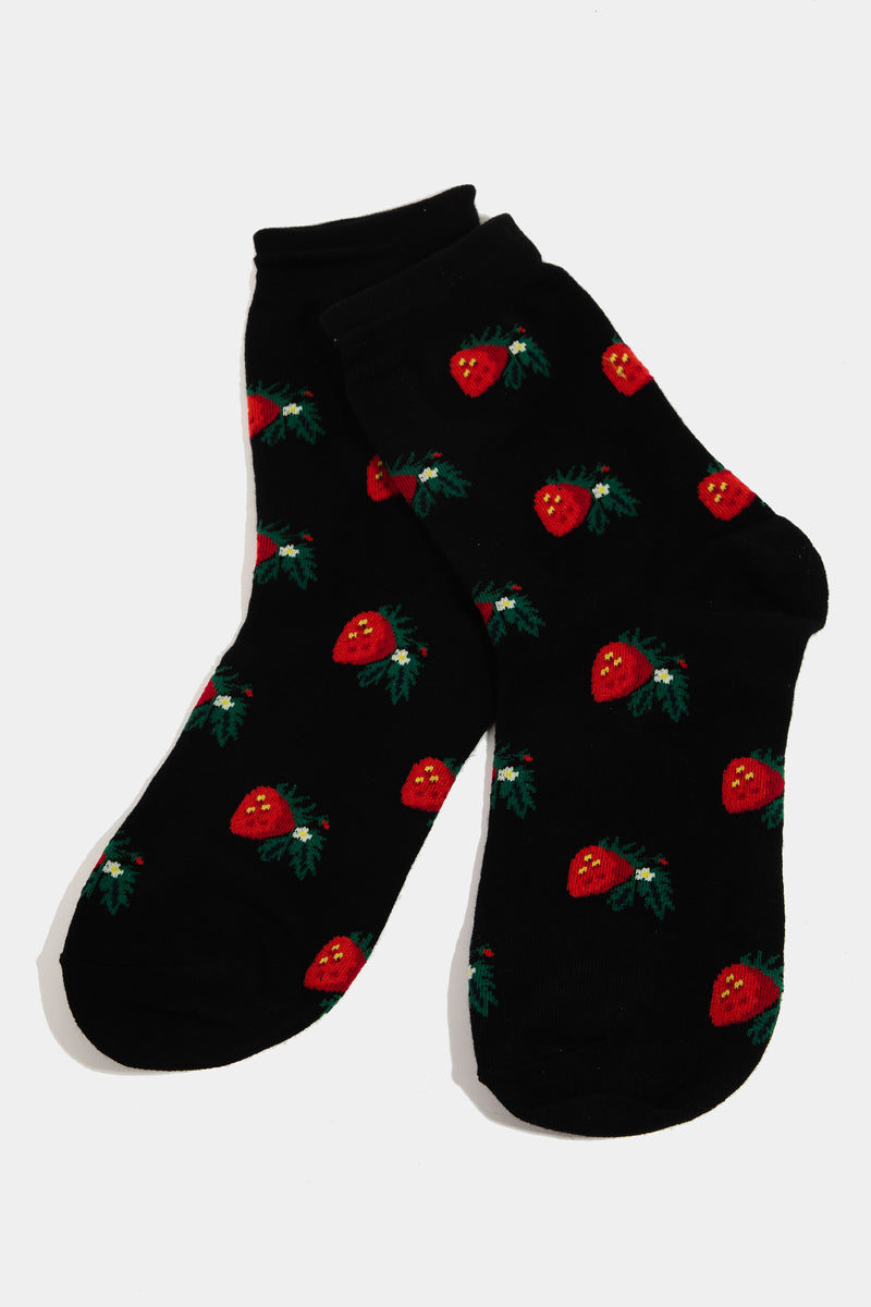 Black Strawberry Socks - Proper