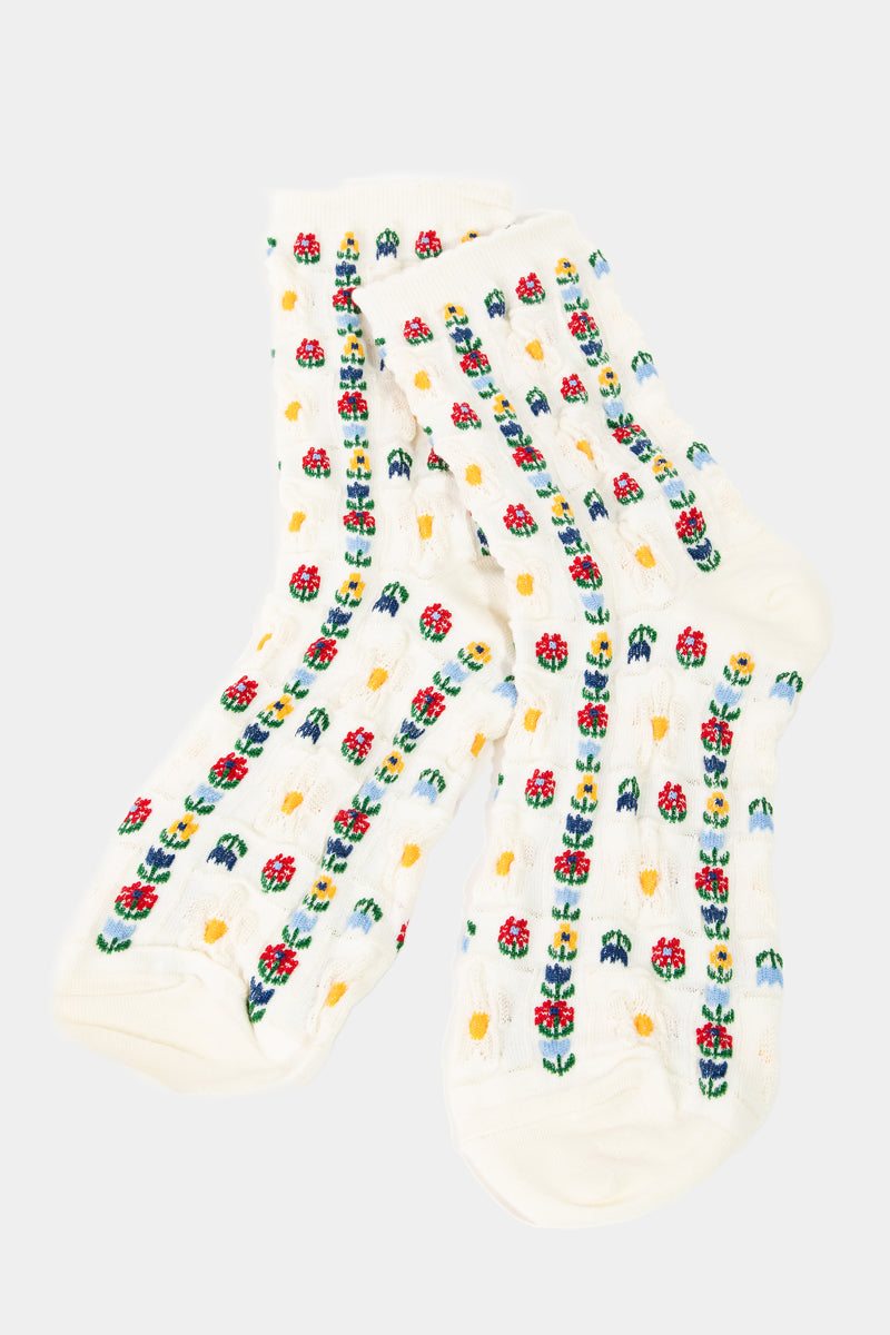 Floral Grid Socks - Proper