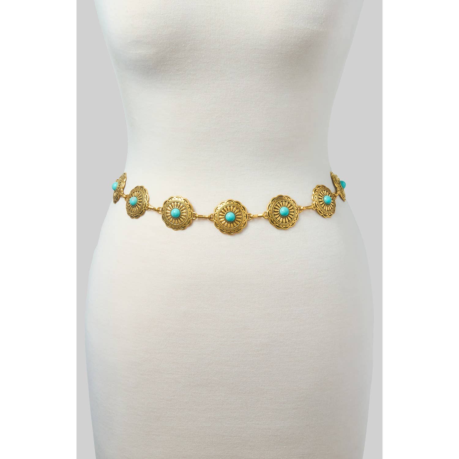 FLORAL SQUASH BLOSSOM LINK CHAIN BELT WITH TQ - Proper