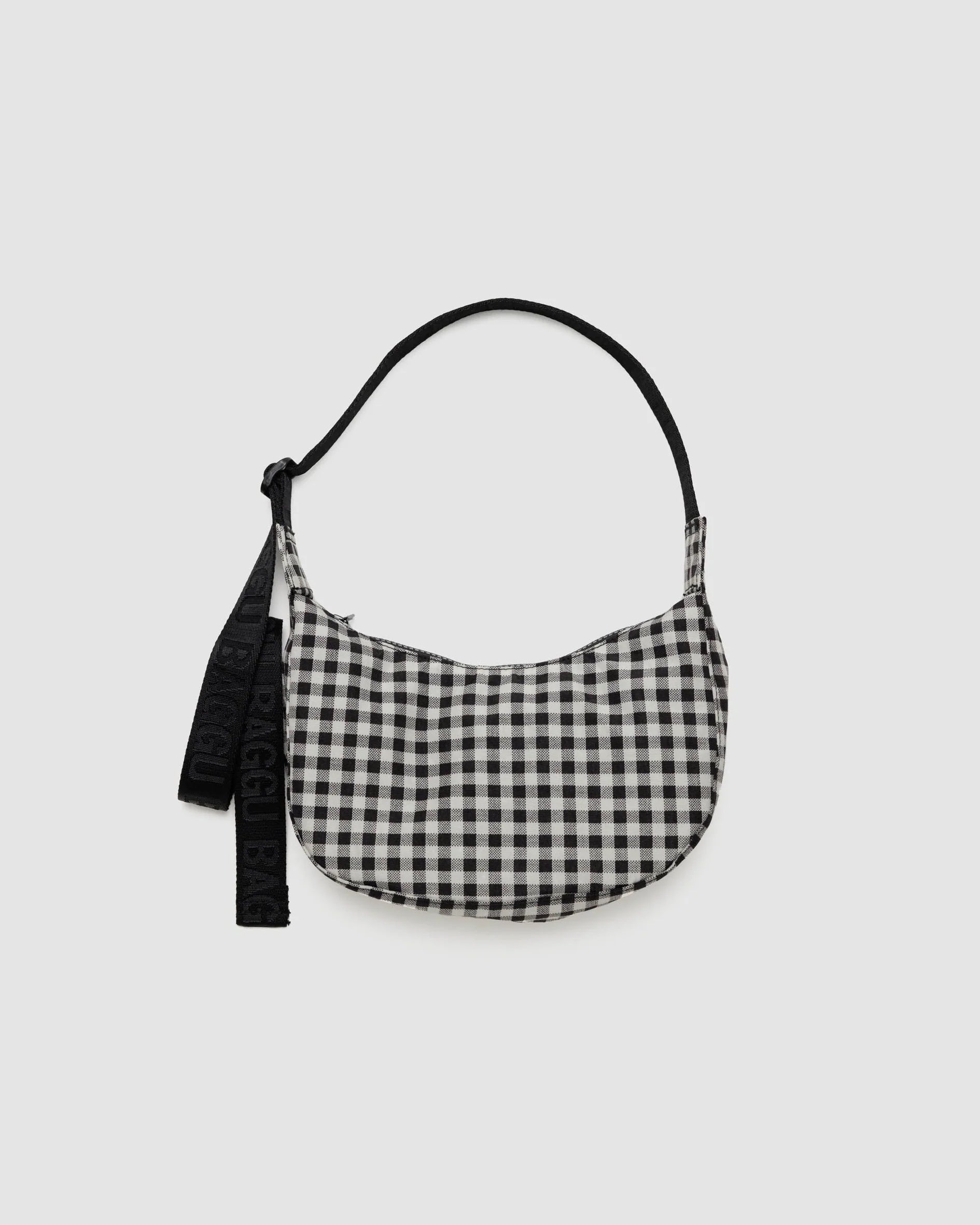 Baggu Small Nylon Crescent Bag - Black & White Gingham - Proper