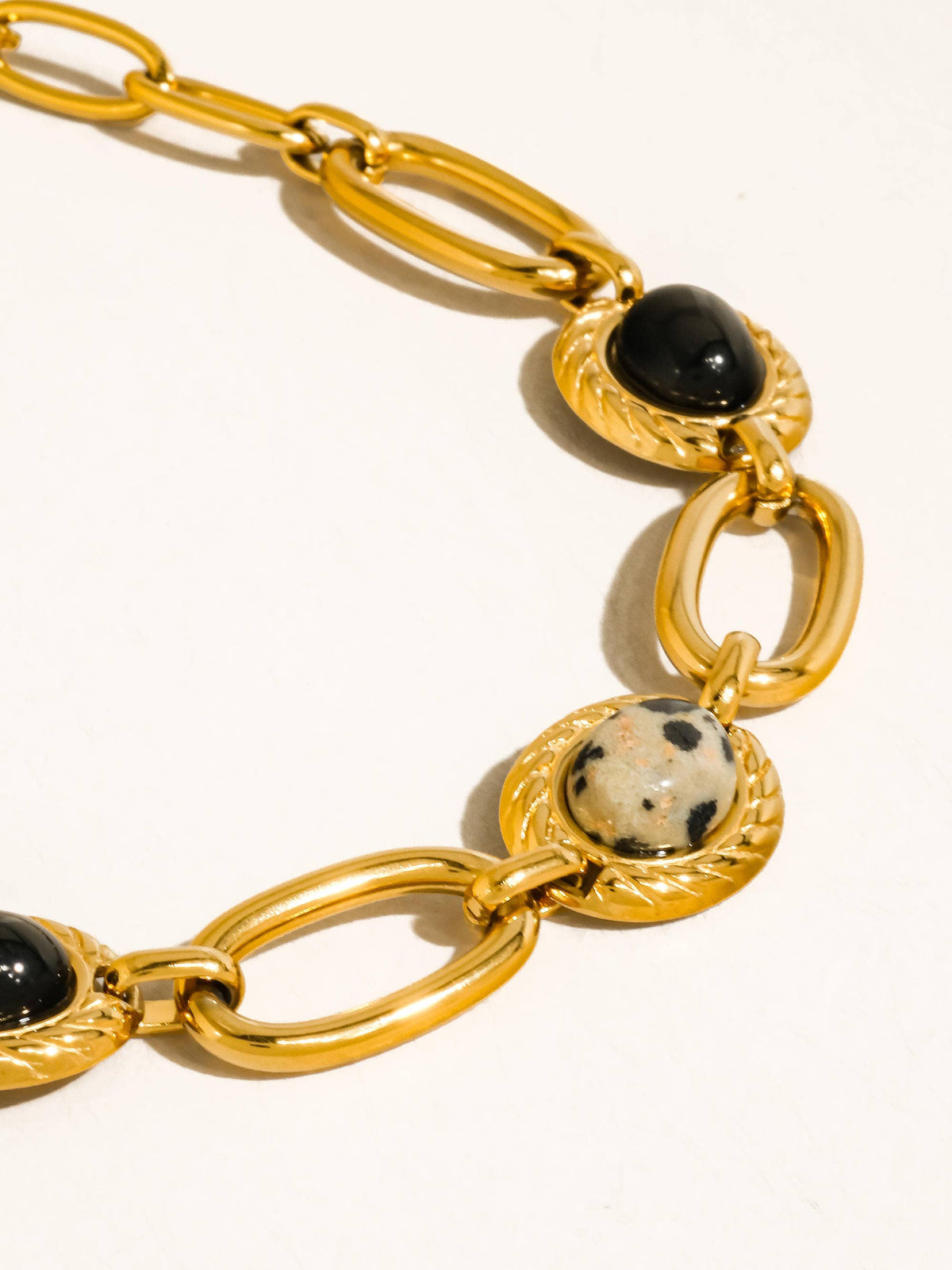 Valence 18K Gold Non-Tarnish Natural Stone Chain Necklace - Proper