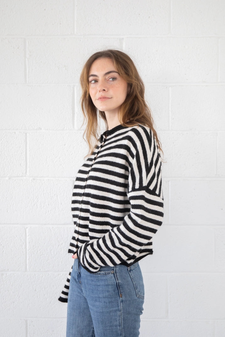 Black + White Stripe Piper Cardigan