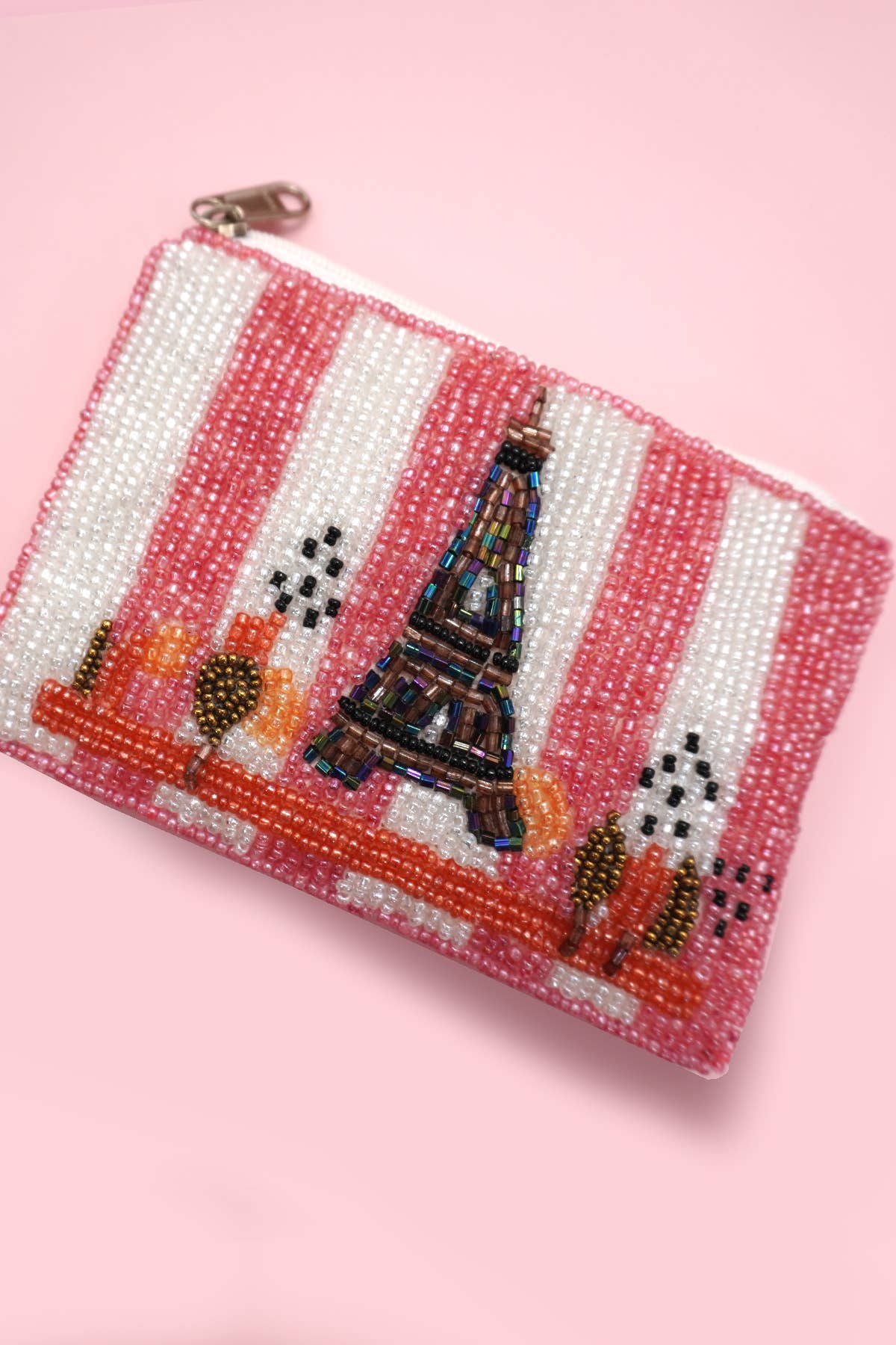 Eiffel Tower Bus Beaded Coin Purse