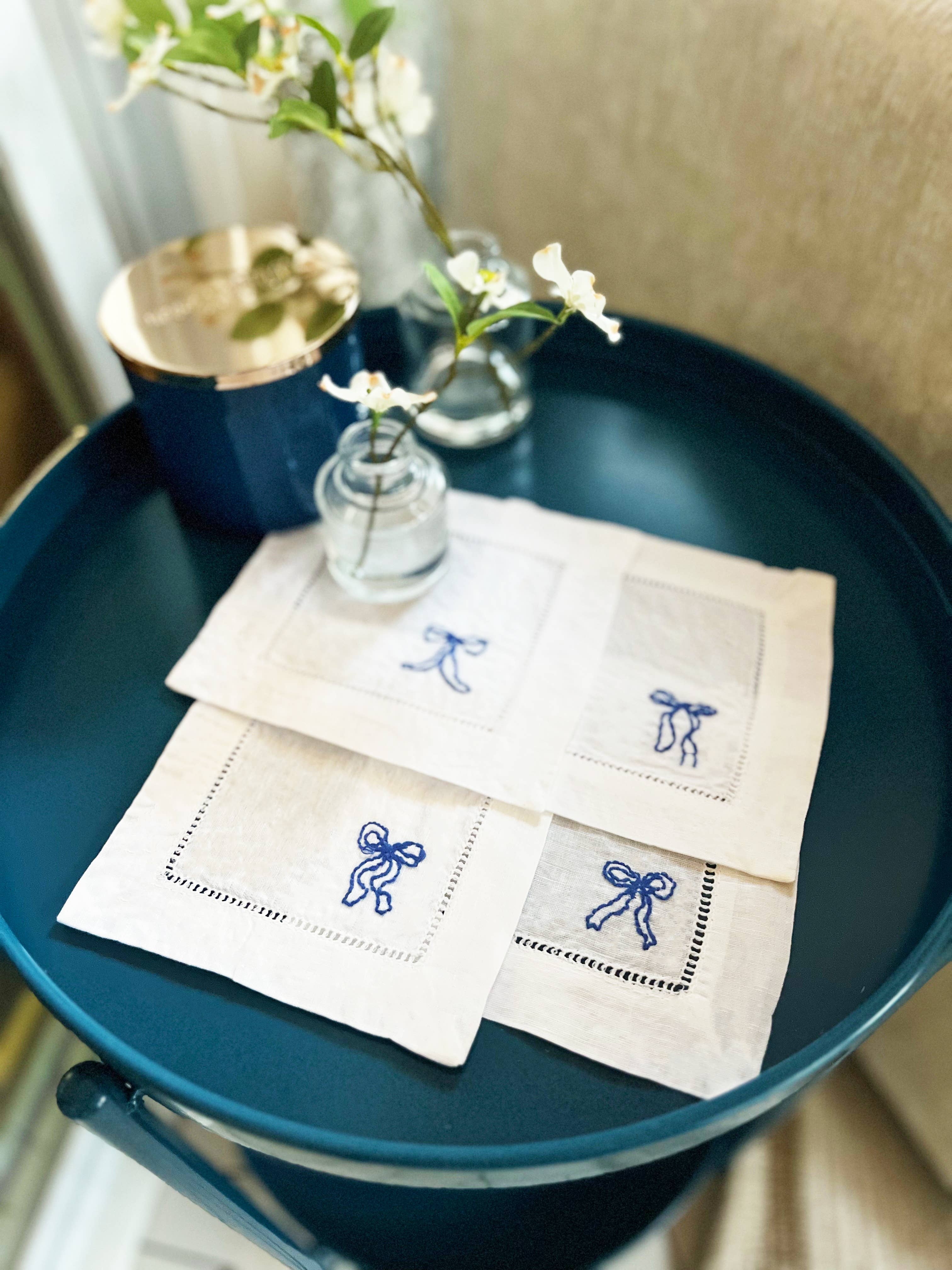 Ribbon Bow Napkins Embroidery Kit - Proper