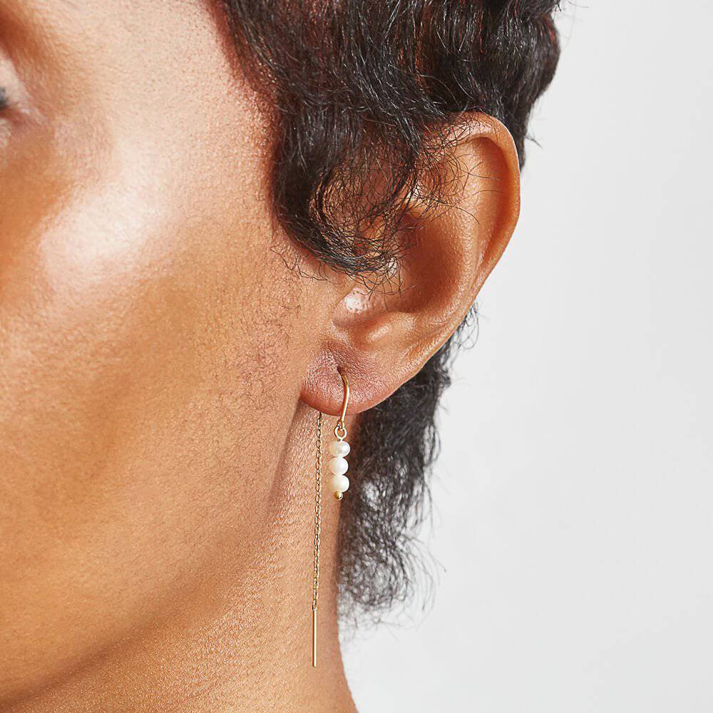 Triple Pearl Threader Earrings - Proper