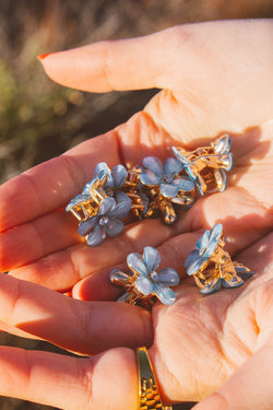 Petite Blue Flower Hair Clip Set - Proper