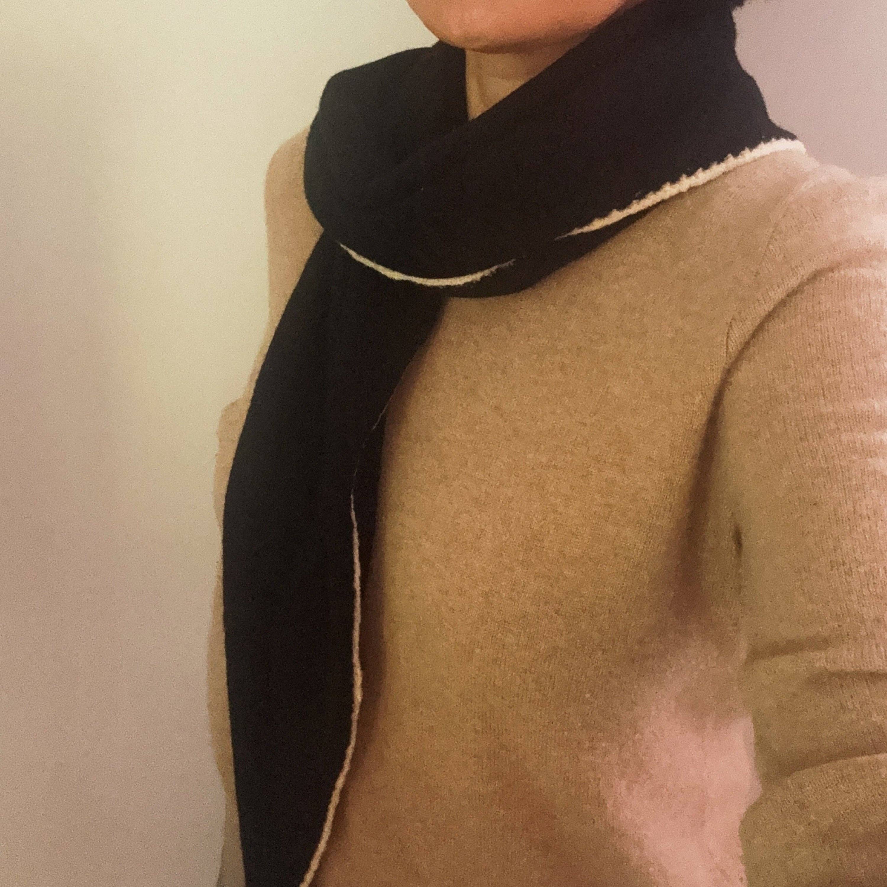 Slim Minimalist Knit Scarf – Two-Tone Cozy Yarn - Proper