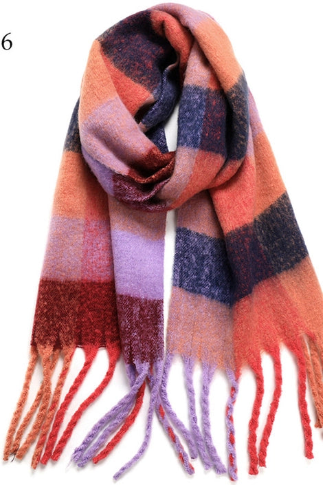 Brushed Plaid Fringe Scarf - Proper