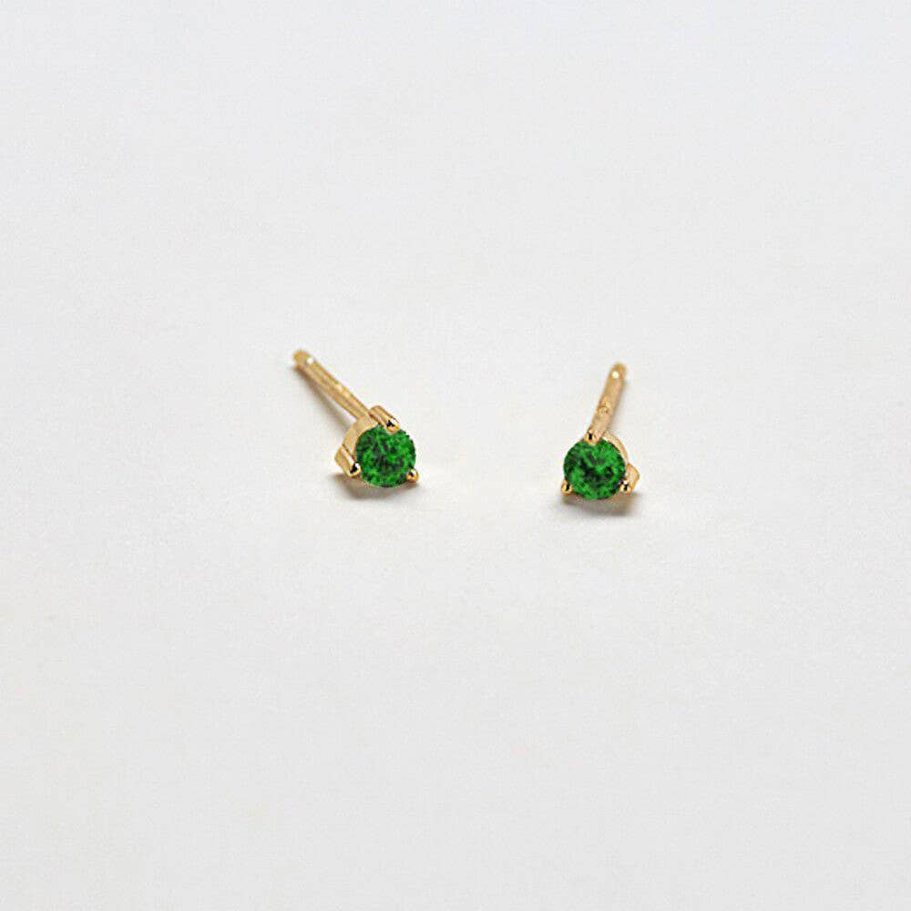 Green CZ Round Stud Earrings - Proper