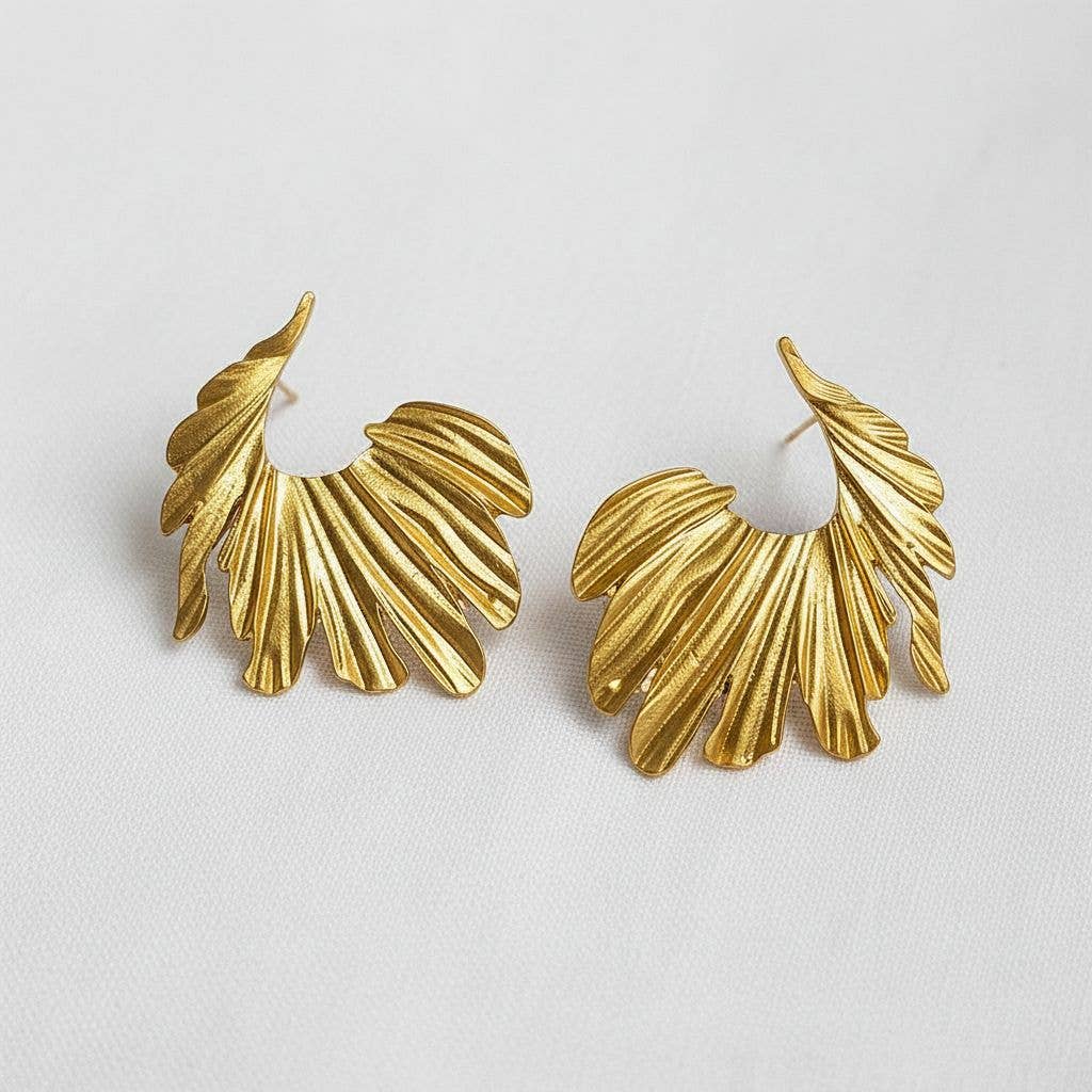 Curved Leaf Earrings