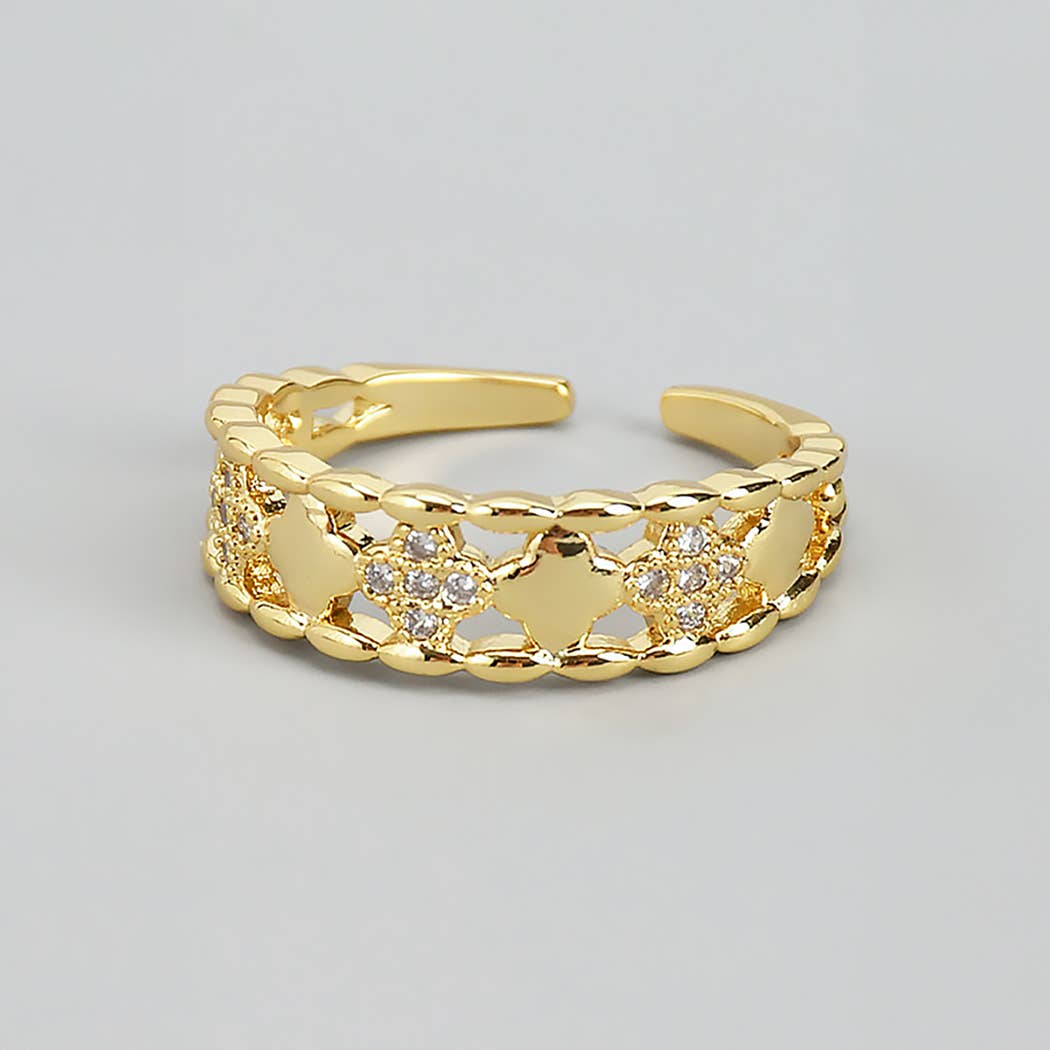 CZ Clover Ring