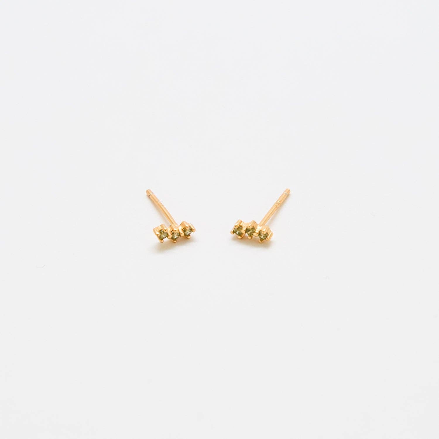Green Olive Gold Bar Earrings