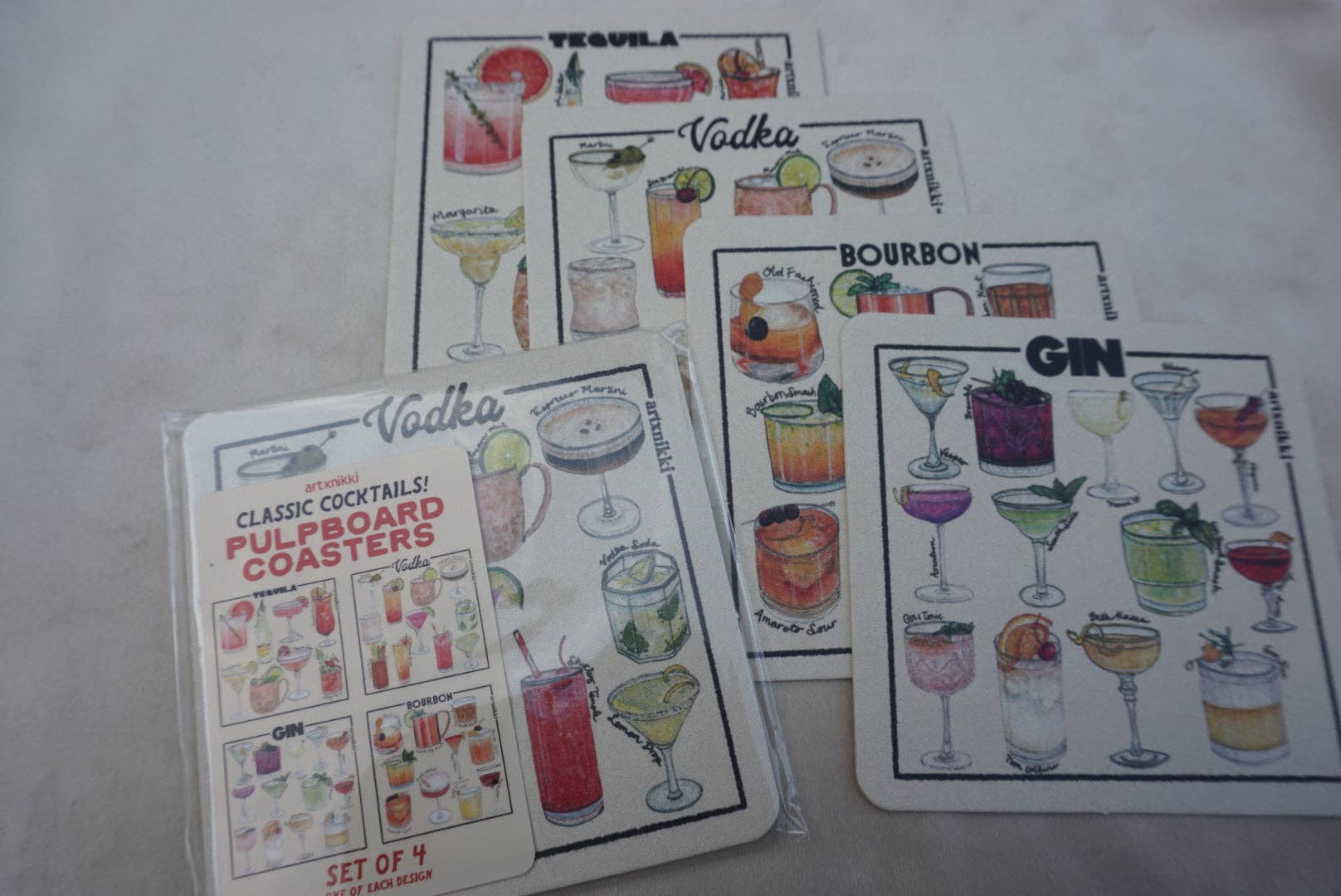 Classic Cocktail Variety Coaster Set of 4  ( - Proper
