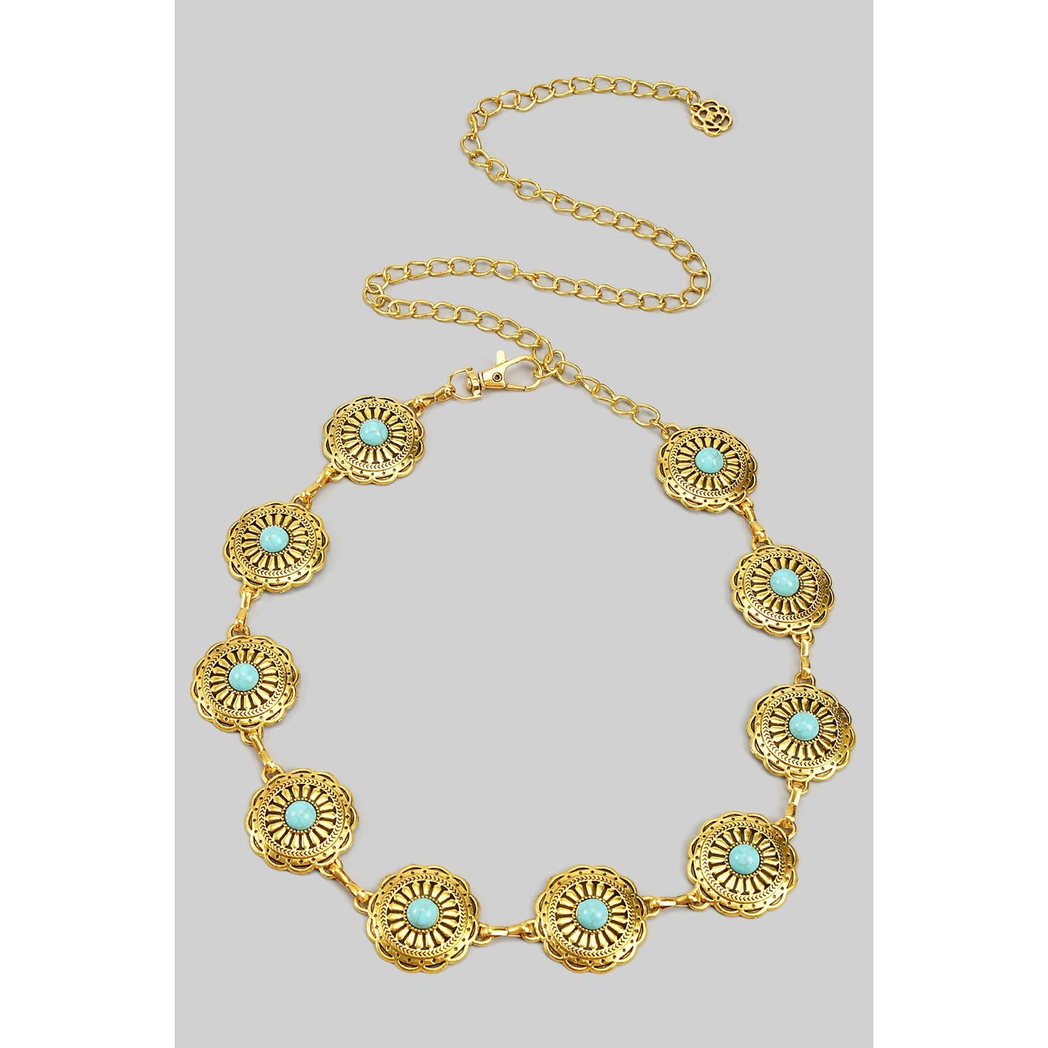 FLORAL SQUASH BLOSSOM LINK CHAIN BELT WITH TQ - Proper