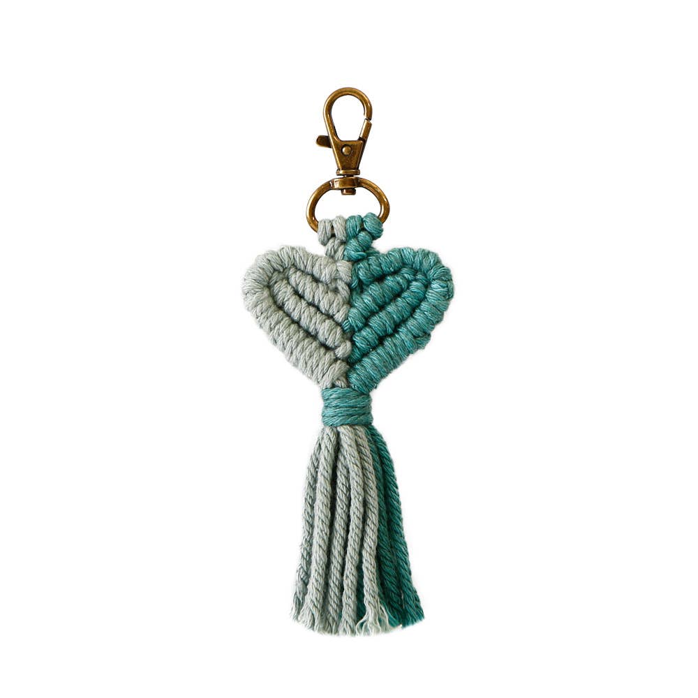 Macrame Heart Two Toned Tassel Keychain - Proper